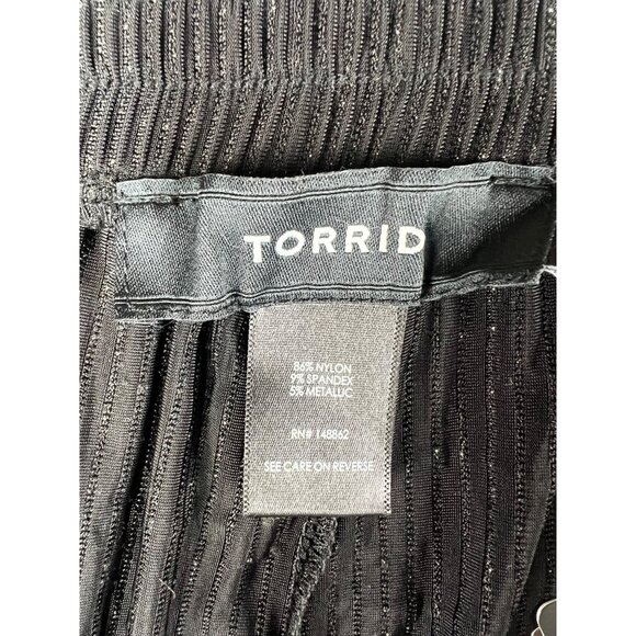 Torrid Womens Black & Silver Metallic Striped Wide-Leg Pants Size 3X - Picture 9 of 13